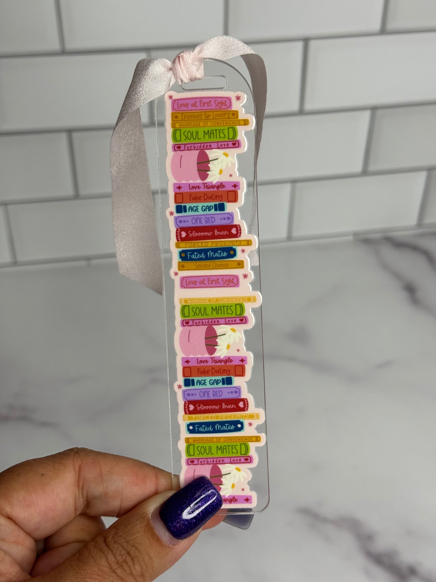 Colorful Acrylic Bookmark with Ribbon or Tassel