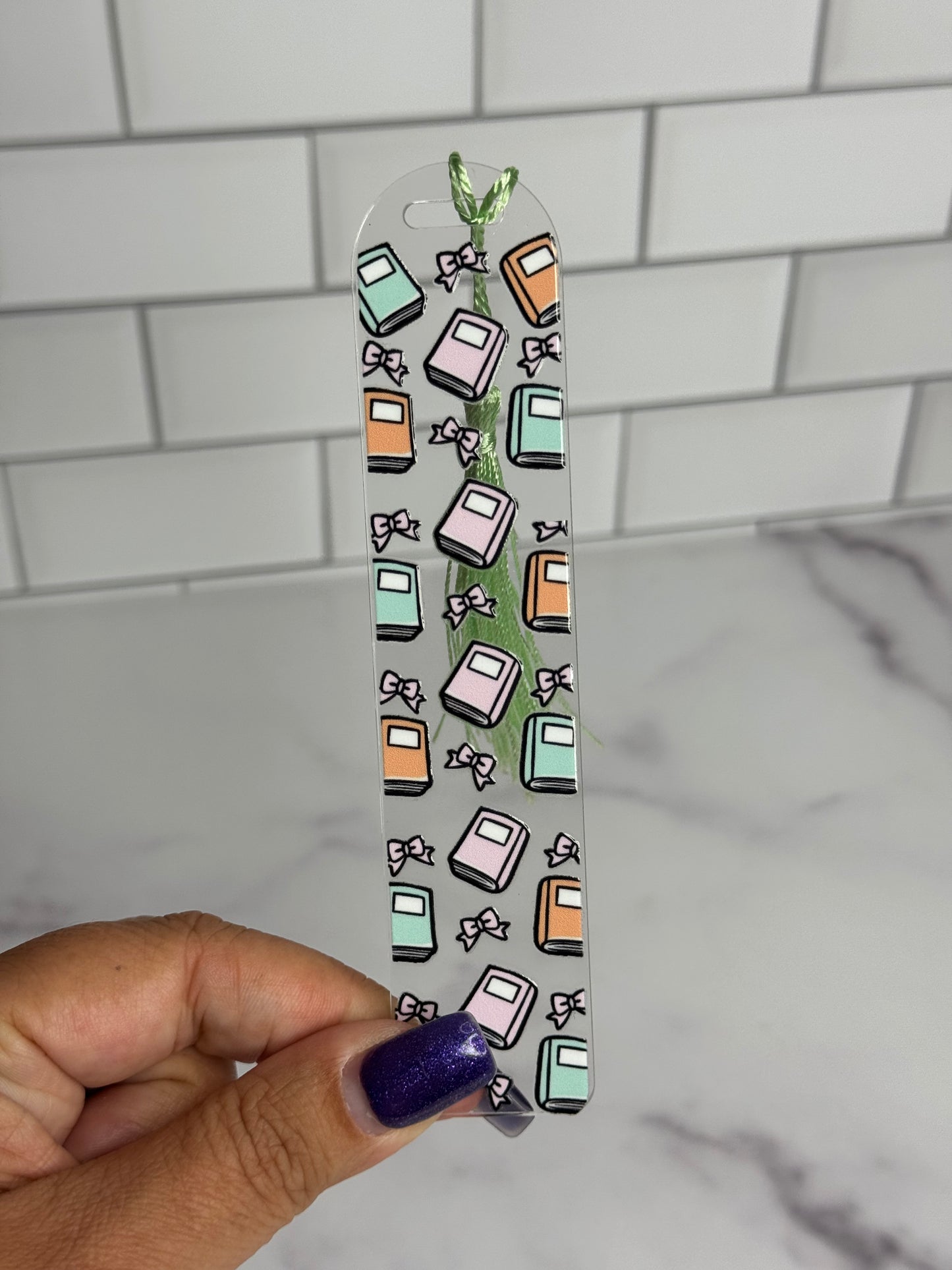 Colorful Acrylic Bookmark with Ribbon or Tassel