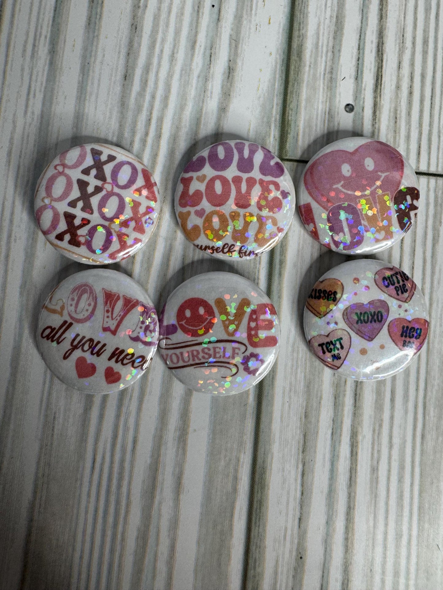 Valentine’s Day Button Badge 6 pack | Flair for Valentine’s Day