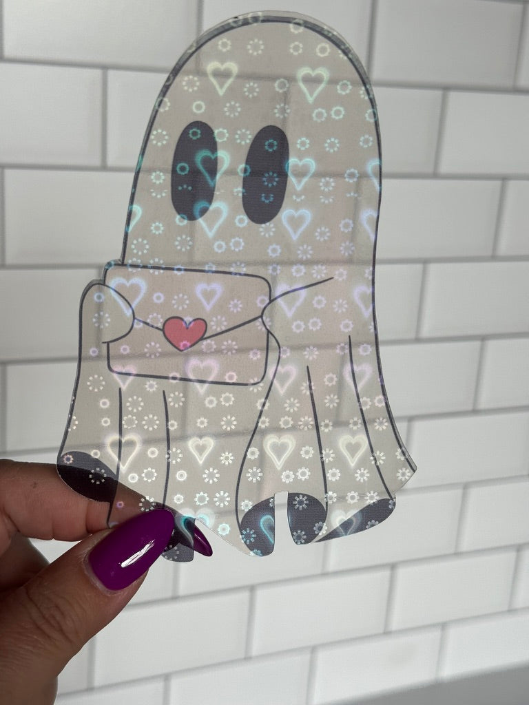 Love Letter Ghost Clear Acetate Sticker or Bookmark