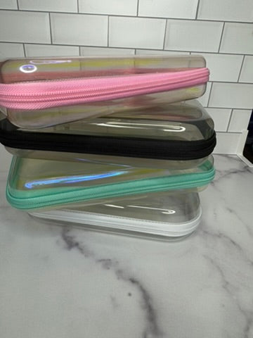 Personalized Iridescent Zipper Hard Case – Custom Organizer for School, Work, or Everyday Carry