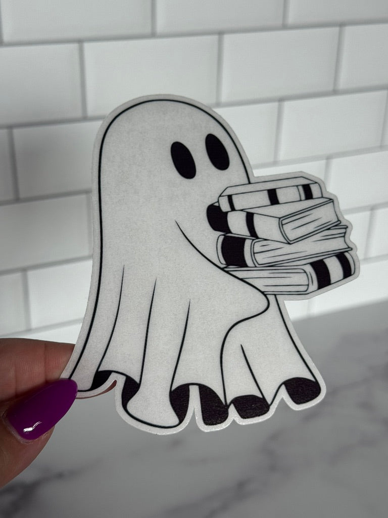 Book Stack Ghost Clear Acetate Sticker or Bookmark