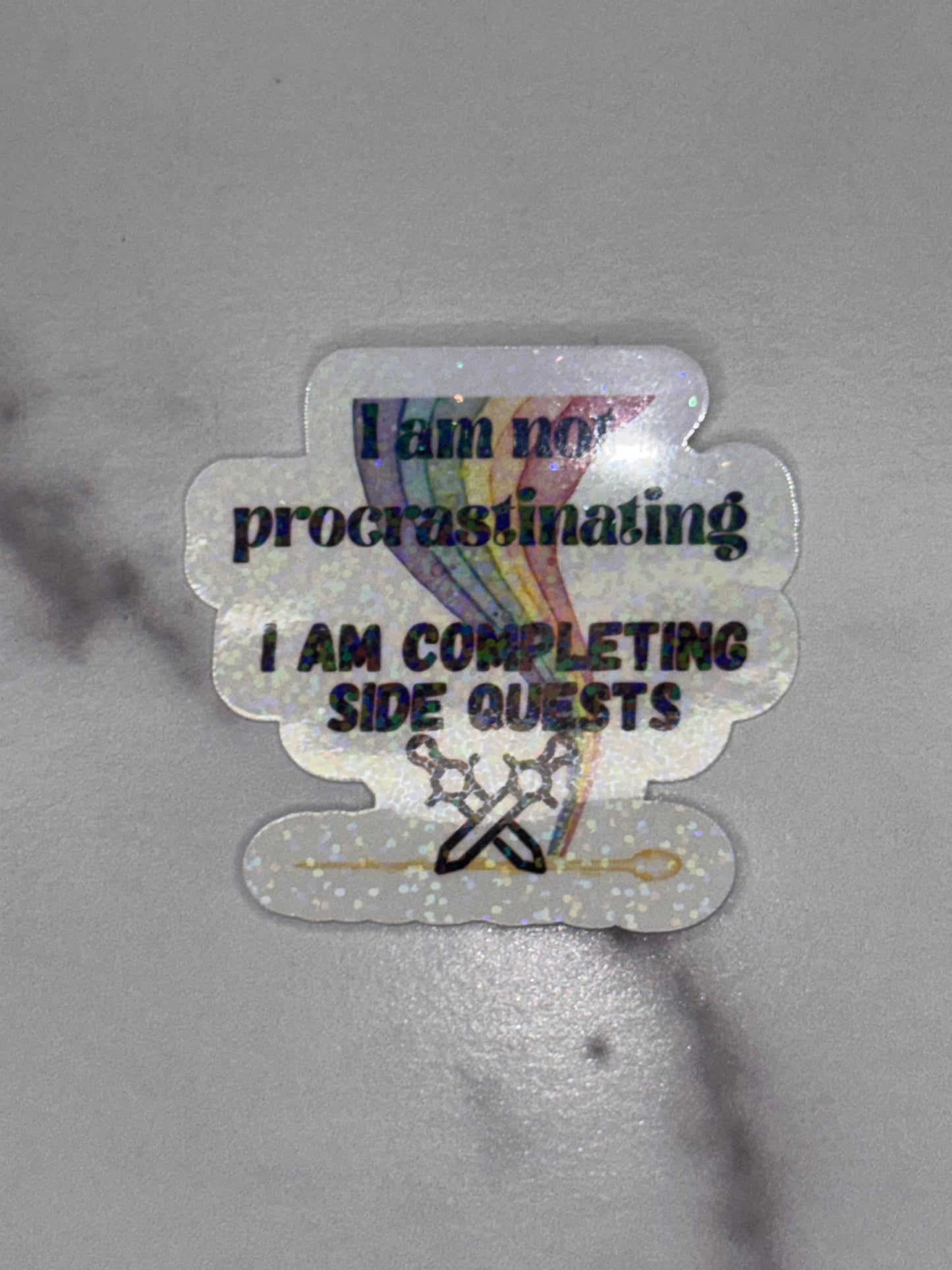 ✨ I am not Procrastinating, I am Completing Side Quests Vinyl Sticker – Waterproof & Durable