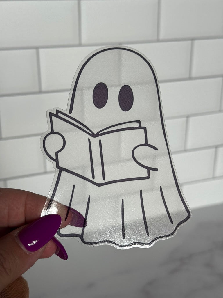 Reading Ghost Clear Acetate Sticker or Bookmark