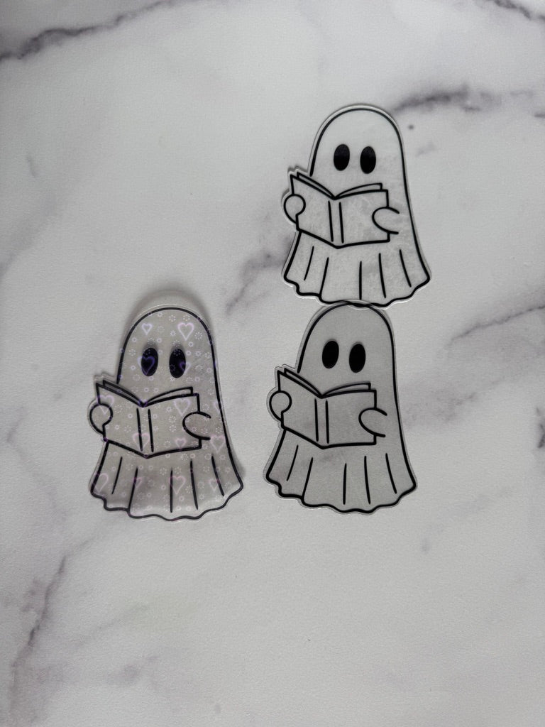 Reading Ghost Clear Acetate Sticker or Bookmark