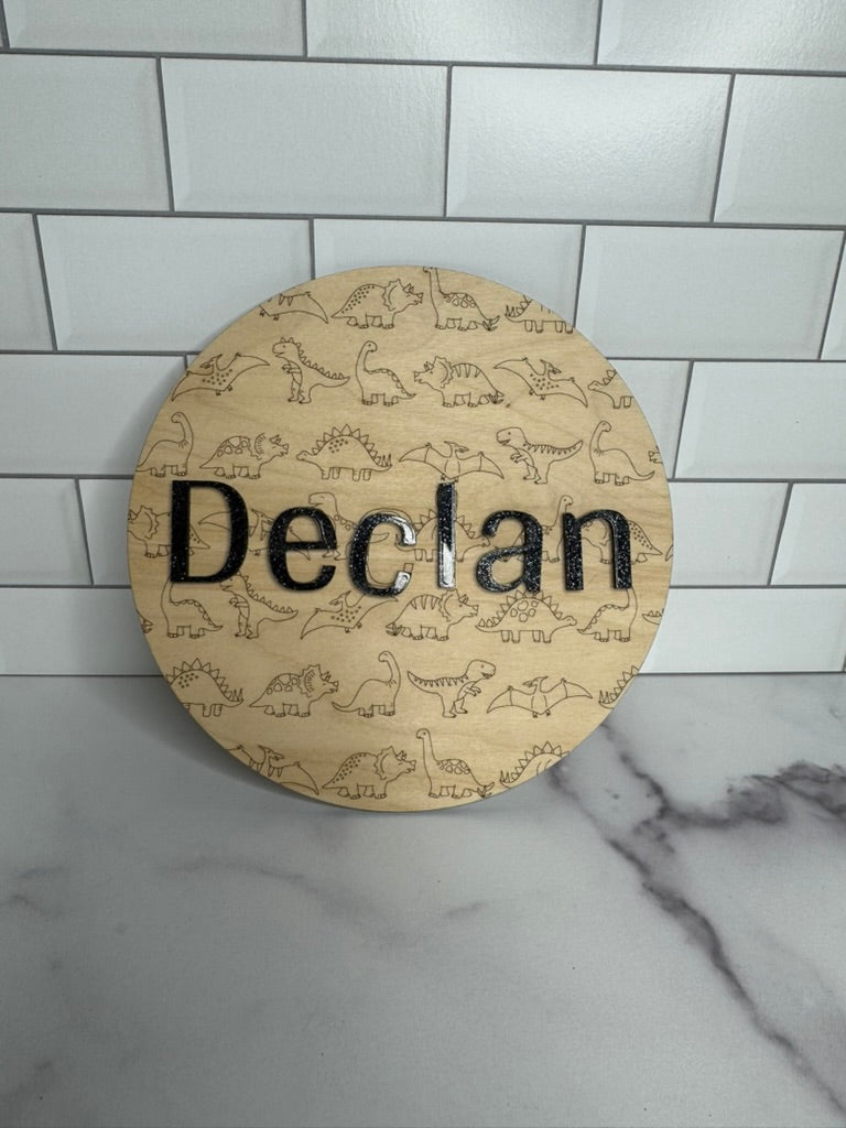 Personalized Dinosaur Name Sign – Custom Wall Decor for Kids & Nurseries
