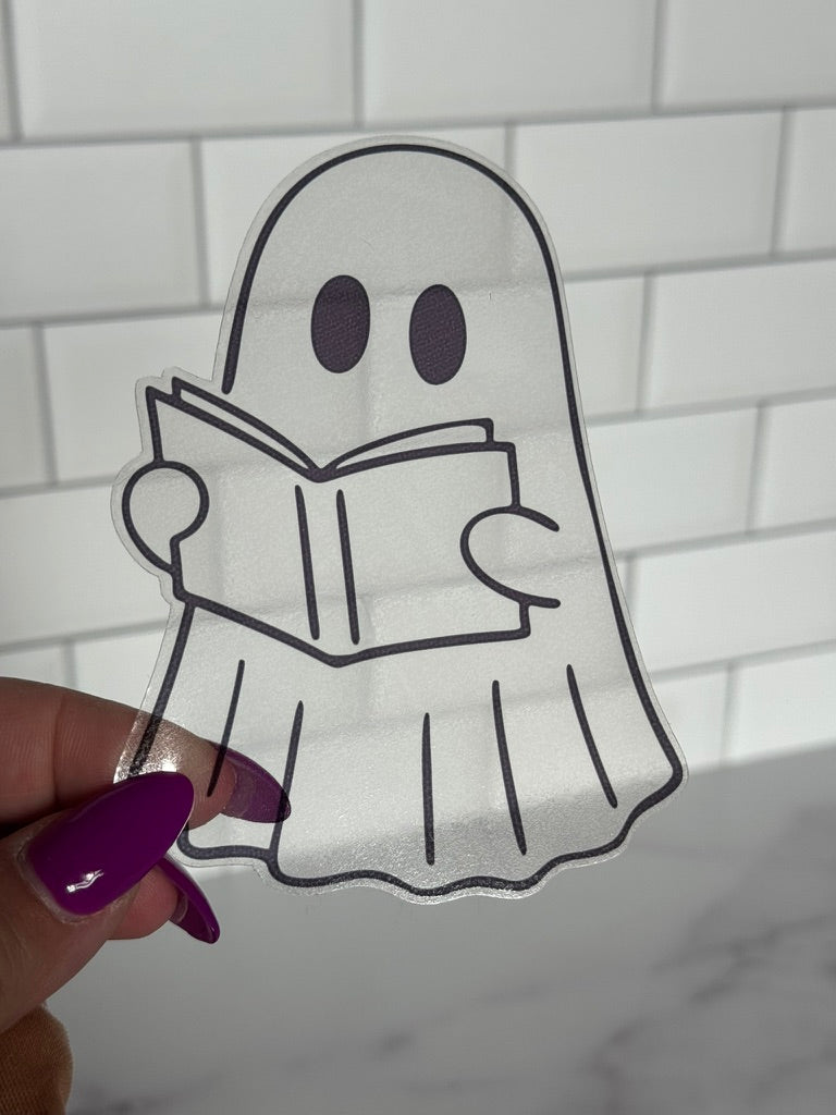 Reading Ghost Clear Acetate Sticker or Bookmark