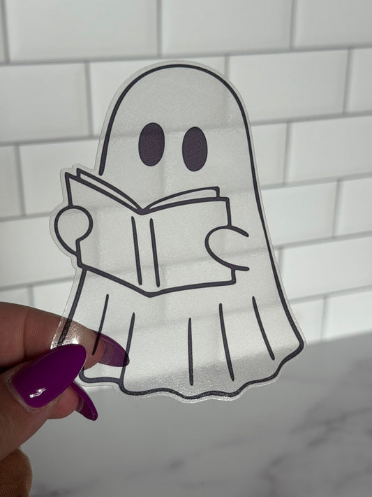Reading Ghost Clear Acetate Sticker or Bookmark