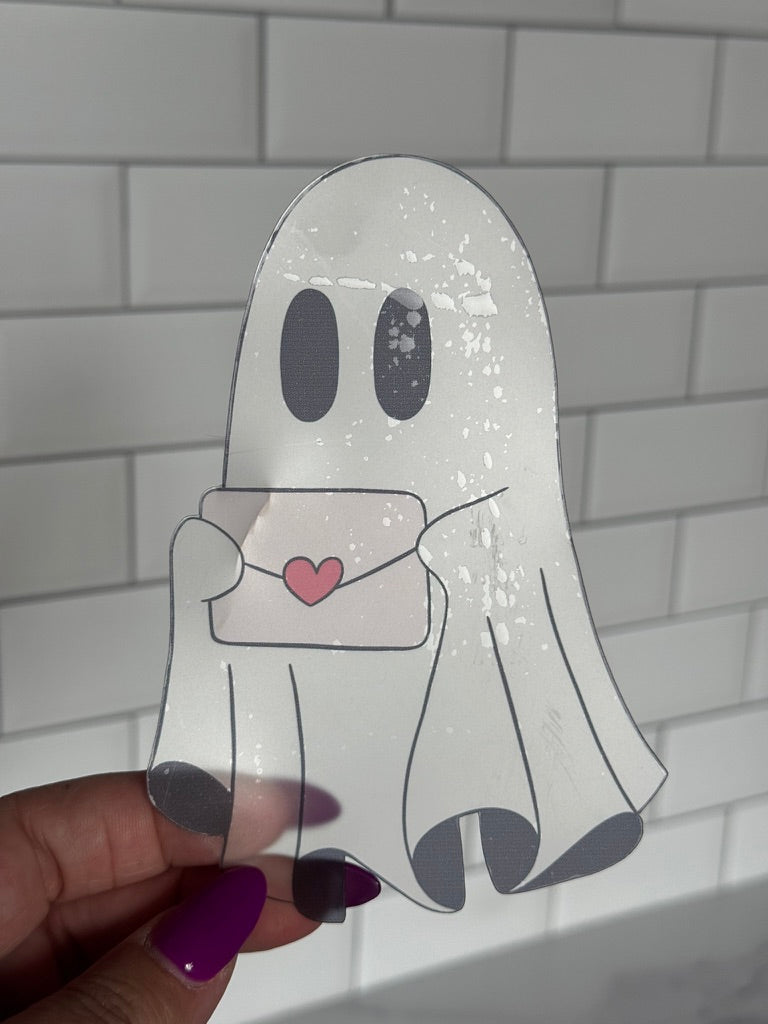 Love Letter Ghost Clear Acetate Sticker or Bookmark