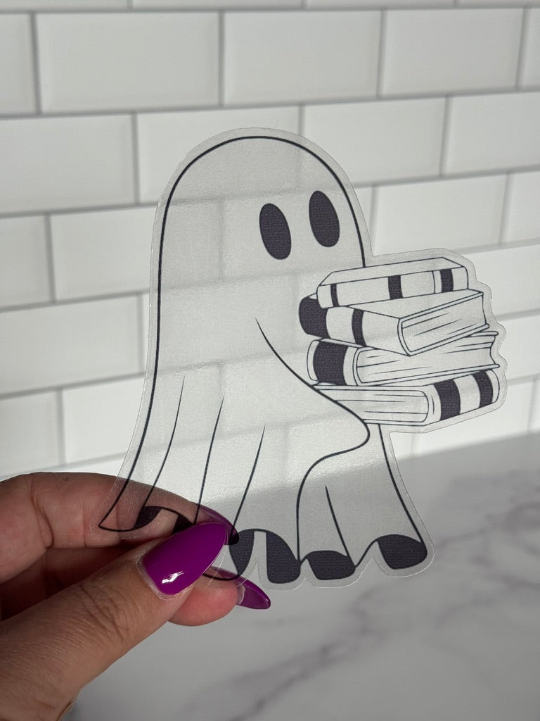 Book Stack Ghost Clear Acetate Sticker or Bookmark