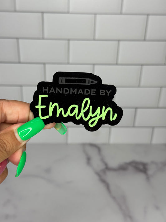 🎨 Personalized "Handmade By" Magnets – Paint Brush, Pencil, or Crayon Design