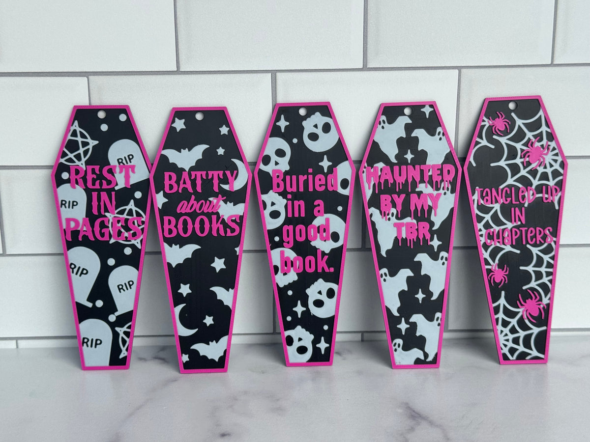 ⚰️ 3D Printed Coffin Bookmark | Gothic Reader Gift | Spooky Book Accessory | Halloween Bookmark