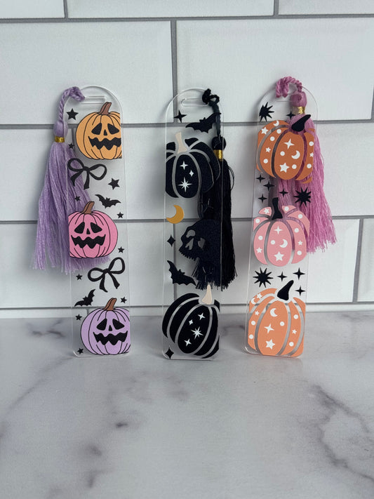 🎃 Acrylic Halloween Bookmark Set | Spooky Autumn Reader Gift | 6 Different Designs
