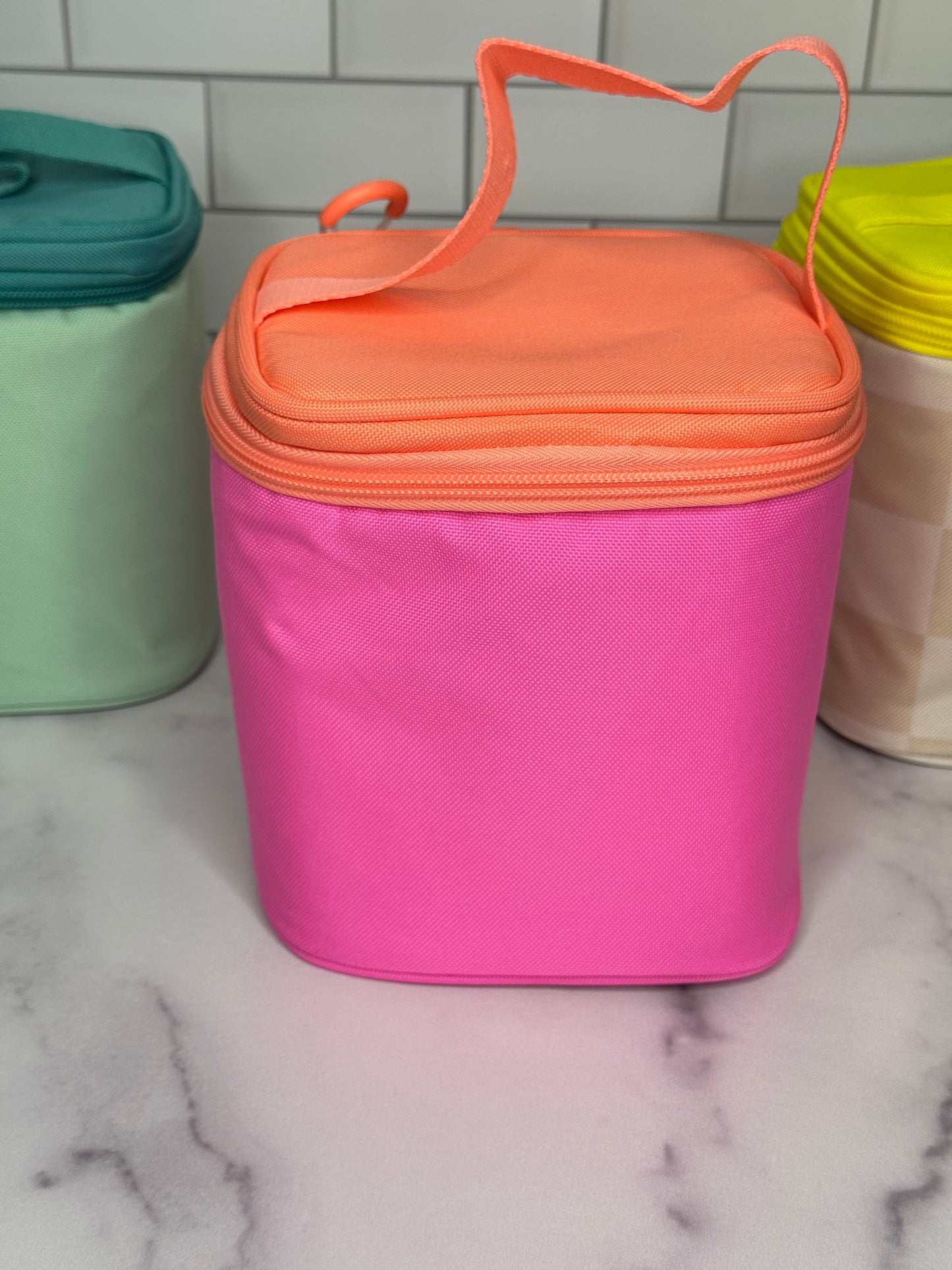 Personalized 4-Can Cooler – Small Soft Cooler for Summer | Teal, Pink, or Tan Checkered