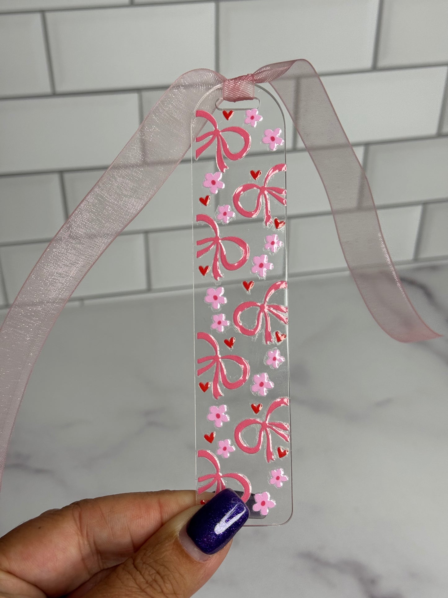 Colorful Acrylic Bookmark with Ribbon or Tassel