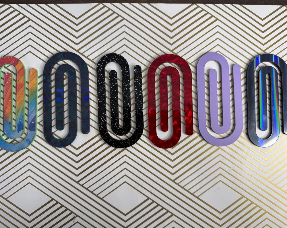 Acrylic jumbo Paperclip Bookmark | Perfect gift for Readers, Teachers and Students a like
