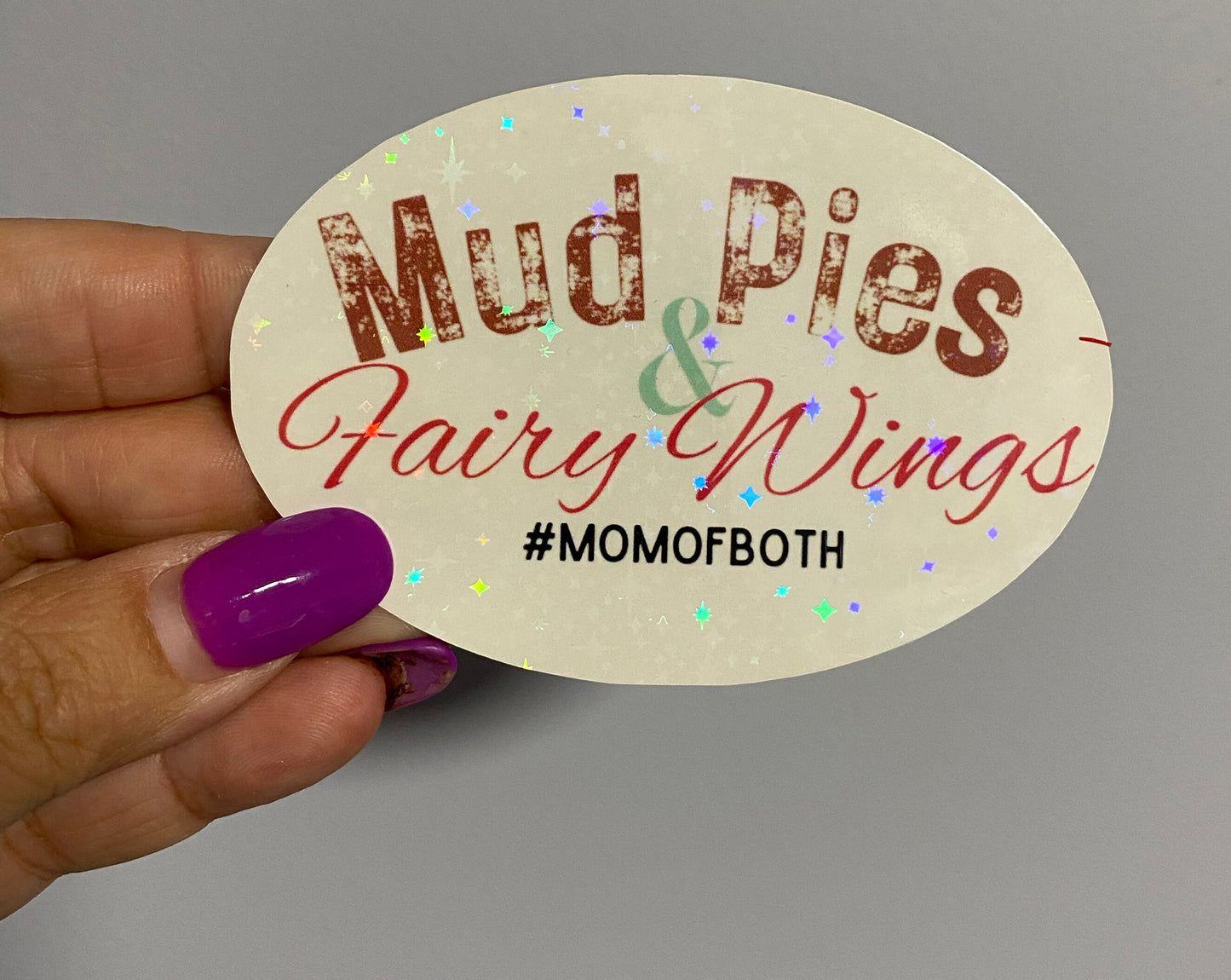 Whimsical Mom of Both Sticker - Mud Pies and Fairy Wings Design