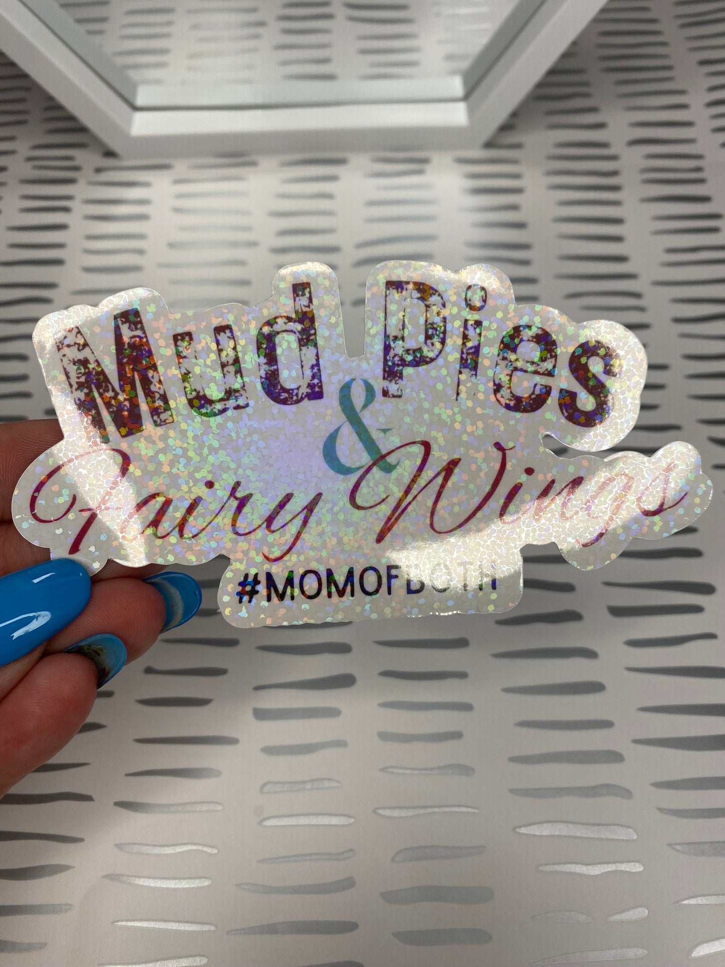 Whimsical Mom of Both Sticker - Mud Pies and Fairy Wings Design