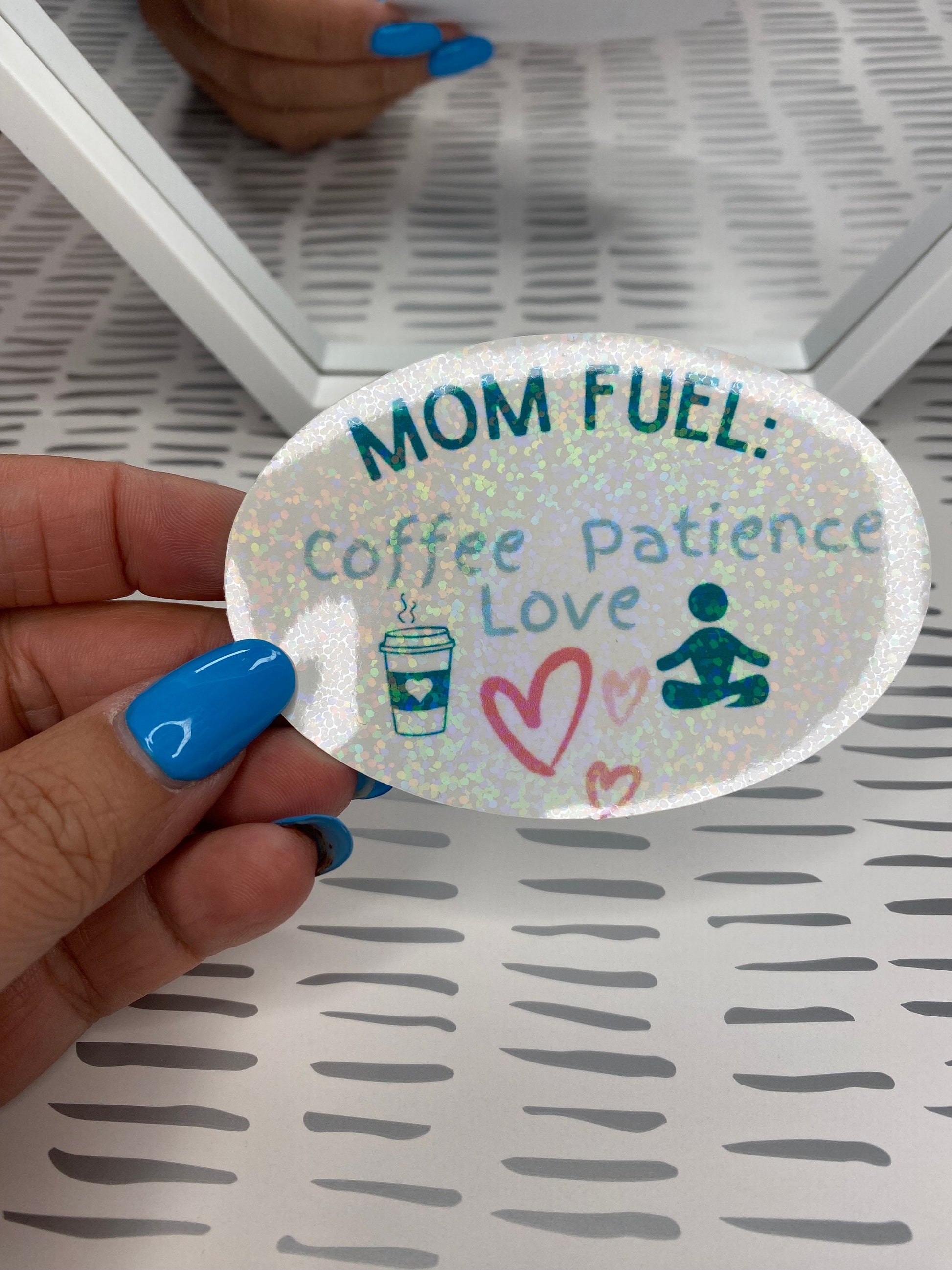 Vinyl Mom Stickers: Fuel up with Coffee, Love, and Patience