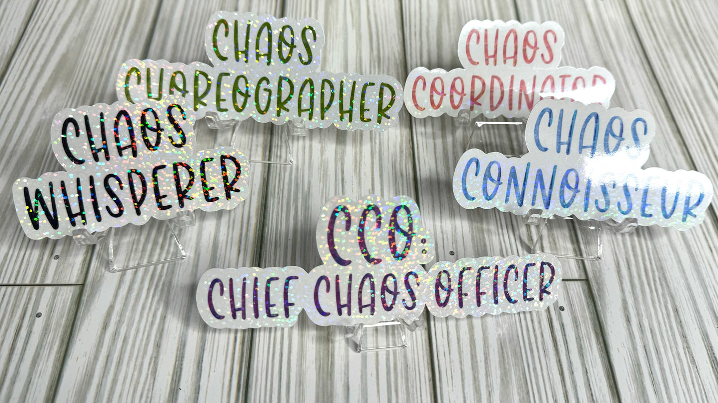 Unique Chaos Whisperer Sticker - Dishwasher Safe Vinyl Decal for Personalizing Any Surface