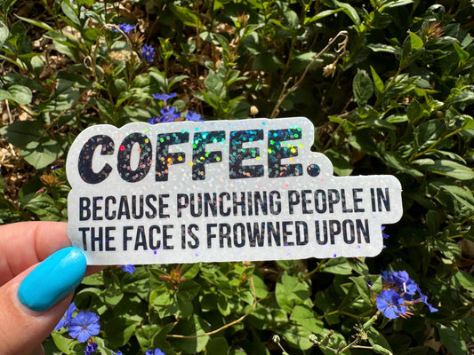 Quirky Coffee Vinyl Sticker - Fun Decal for Travel Mug or Water Bottle | Unique Gift Idea