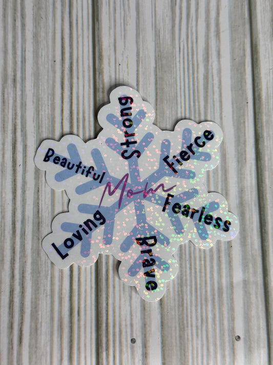 Mom Attributes on a Snowflake | Vinyl Sticker