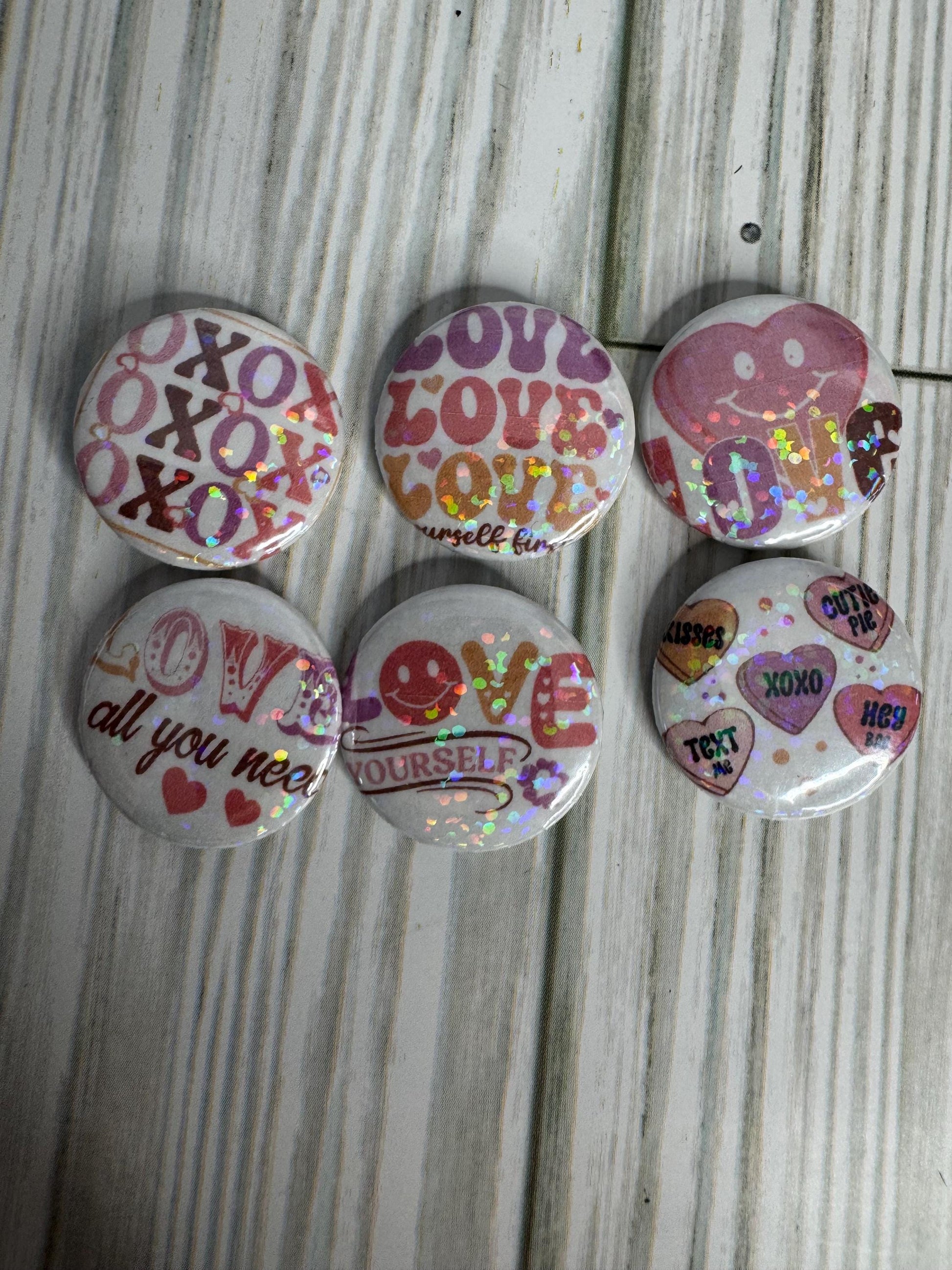 Valentine’s Day Button Badge 6 pack | Flair for Valentine’s Day