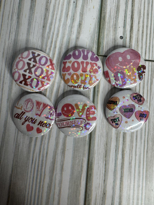 Valentine’s Day Button Badge 6 pack | Flair for Valentine’s Day